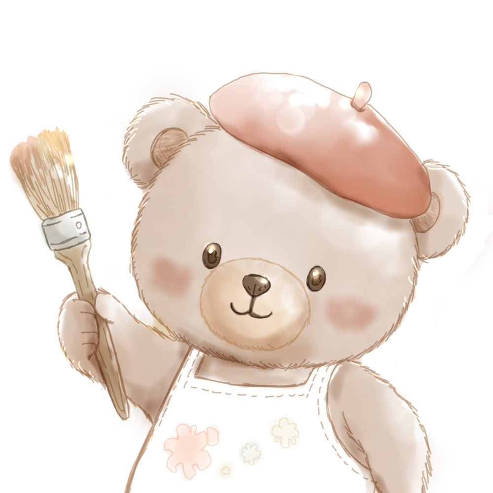 ベレー帽をかぶったクマのイラスト